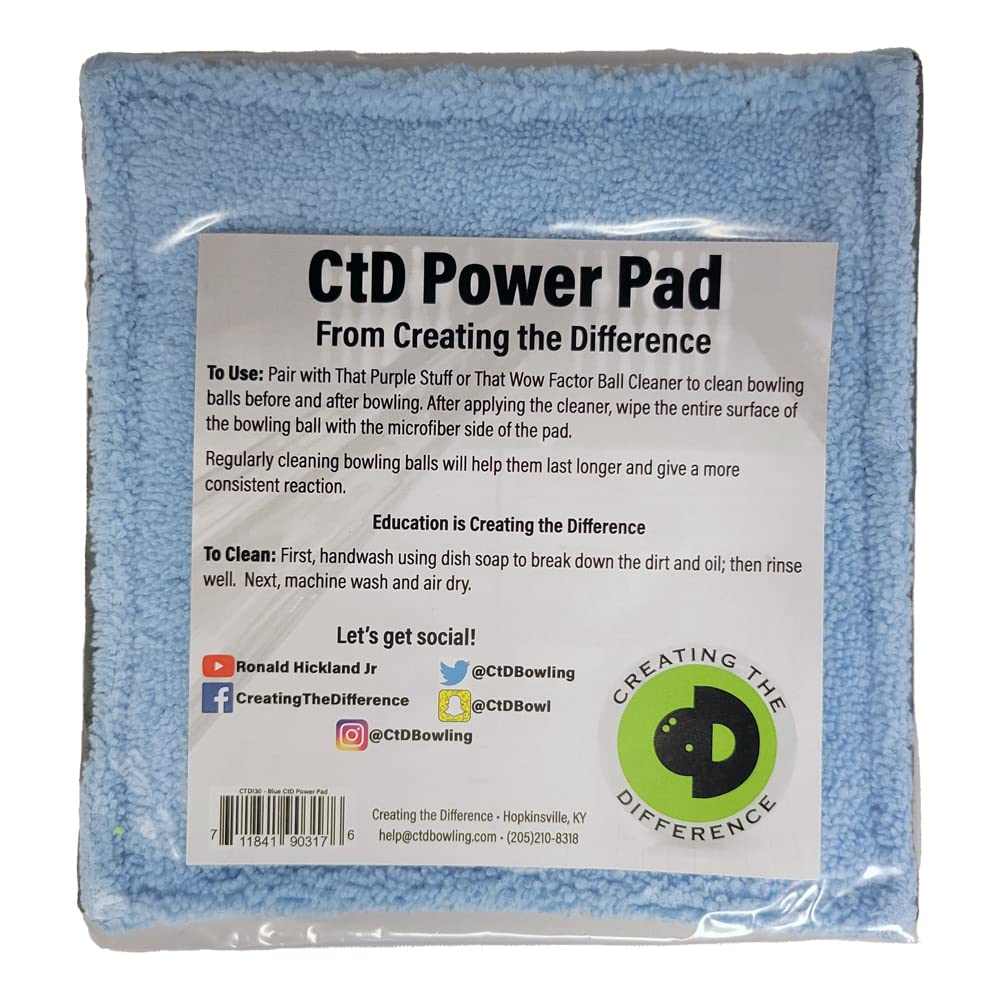 Ctd Power Pad  Microfiber Bowling Ball Cleaning Towel  Bowling Ball Cleaner  Removes Dirt & Oil  Bowling Supplies & Accessories