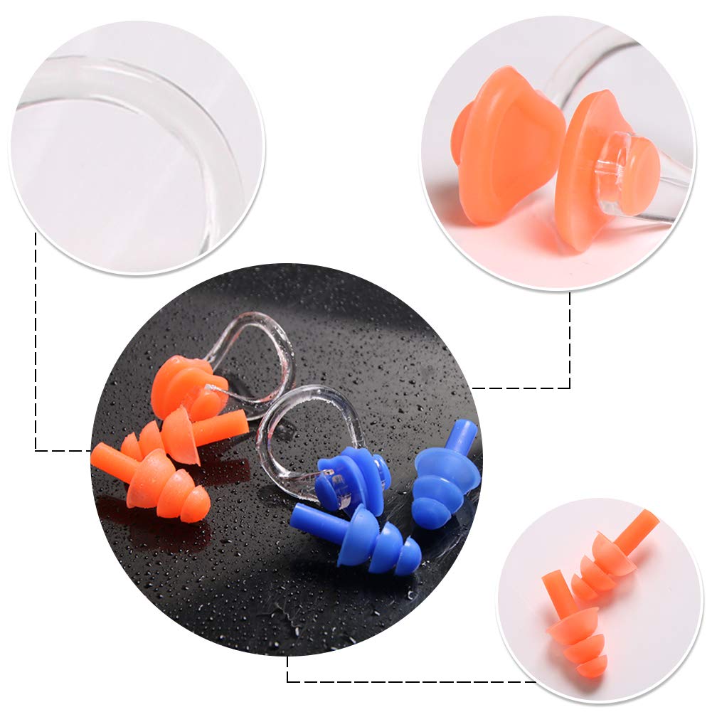 Upins 14 Sets Silicone Nose Clips Waterproof Swimming Nose Plugs Earplugs For Adults Kids, Ear Nose Protector