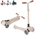 MomnLittle Kick Scooter for Kids Ages 3-10 (Beige) 3 Wheeled with LED Light-Up Wheels CPSC Certified Foldable and 4 Height Adjus