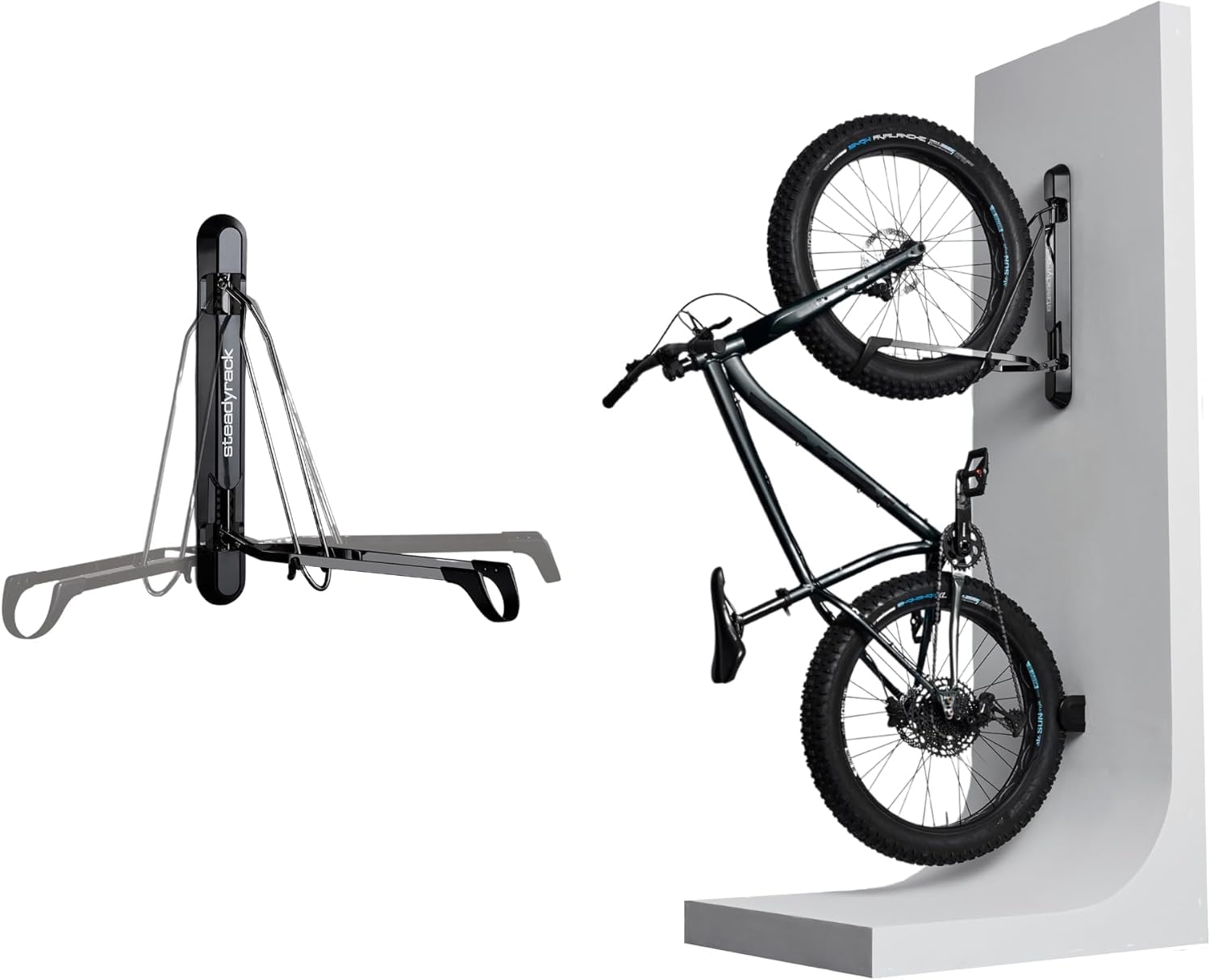 Steadyrack Bike Rack for Fat Bikes - The Original Wall Mounted Vertical Bike Storage - Fits Fat Tires - Space Saving Pivot Desig