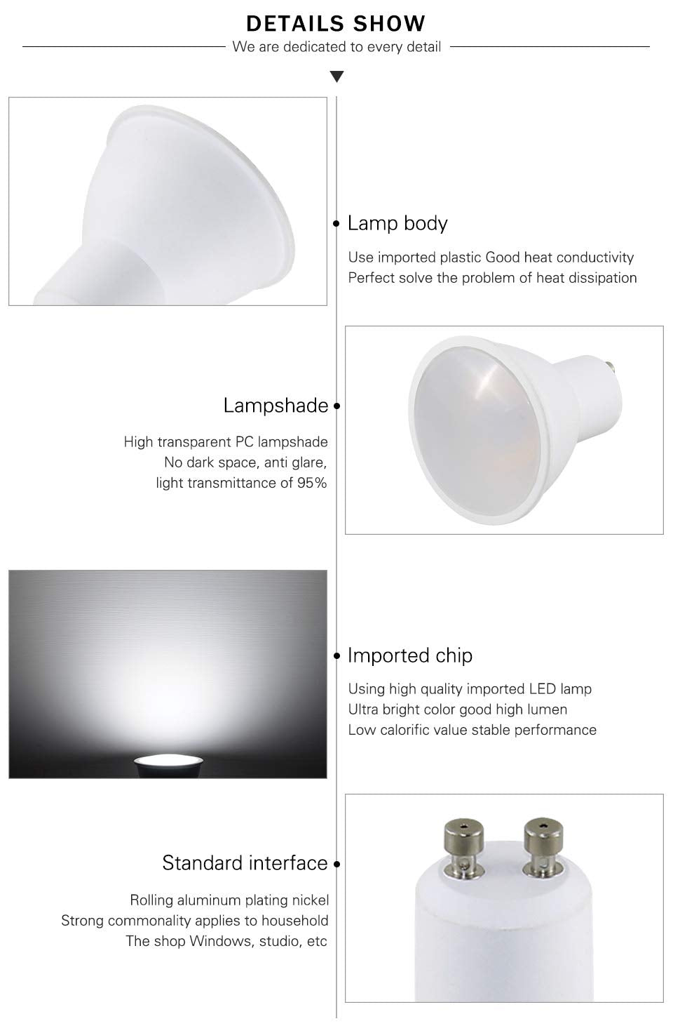 Hansang Gu10 Led Bulbs Lighting,Led 55 Watt Replacement 50W Halogen, 85-265Vac, 550 Lumens, 5000K (Daylight), 120A,Frosted Mr16