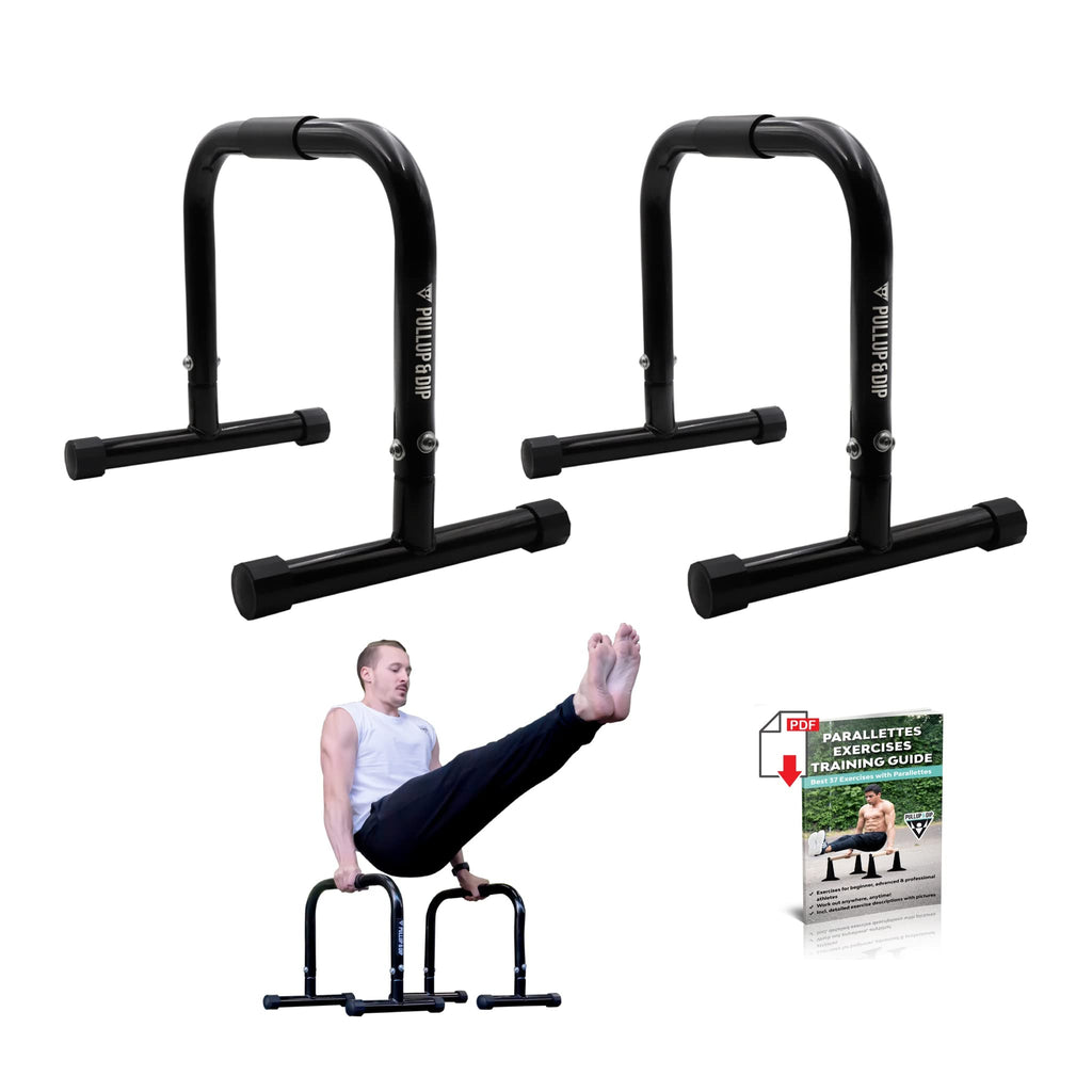 Pullup & Dip Fitness Parallettes, Medium Parallette Bars For Calisthenics & Gymnastics, Handstand Bars With Extra Wide Handle & 