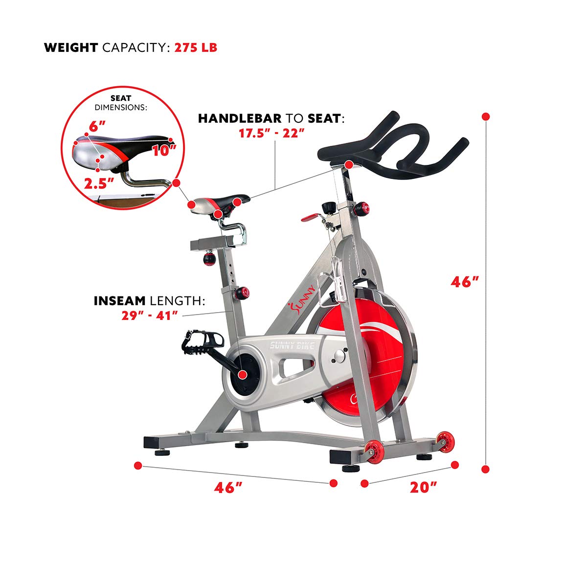 Sunny Health & Fitness Belt Drive Pro Indoor Cycling Bike - Sf-B901B