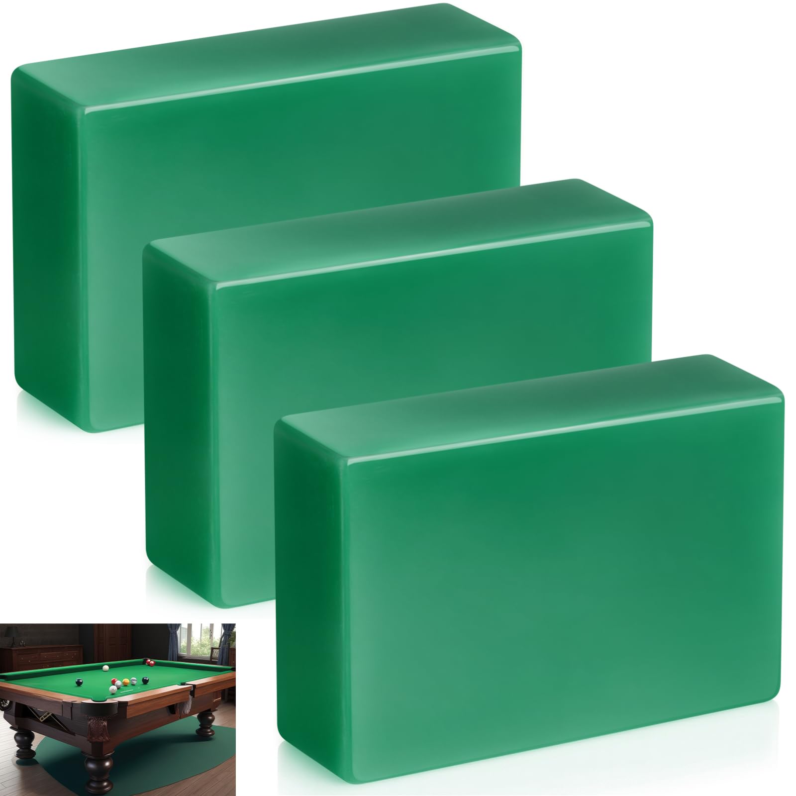 Conelist 3 Pcs Billiard Pool Table Beeswax Bar, 3oz Each Beeswax for Pool Table Slate Seams Game Room and Screw Holes (Green)