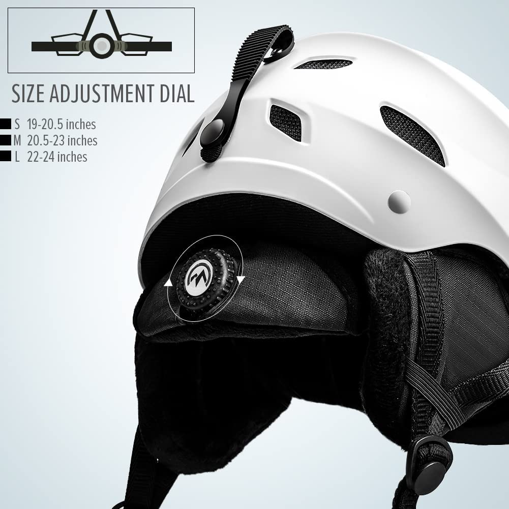 Outdoormaster Kelvin Ski Helmet - Snowboard Helmet For Men, Women & Youth (White,M)