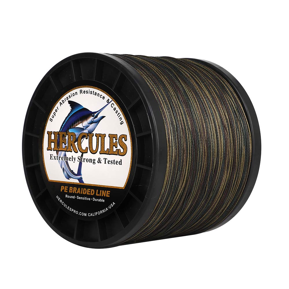 Hercules Braided Fishing Line 2000M 2187Yds 10Lbs-200Lbs Pe Superline 8 Strands (Camouflage 120Lb/54.5Kg 0.58Mm)