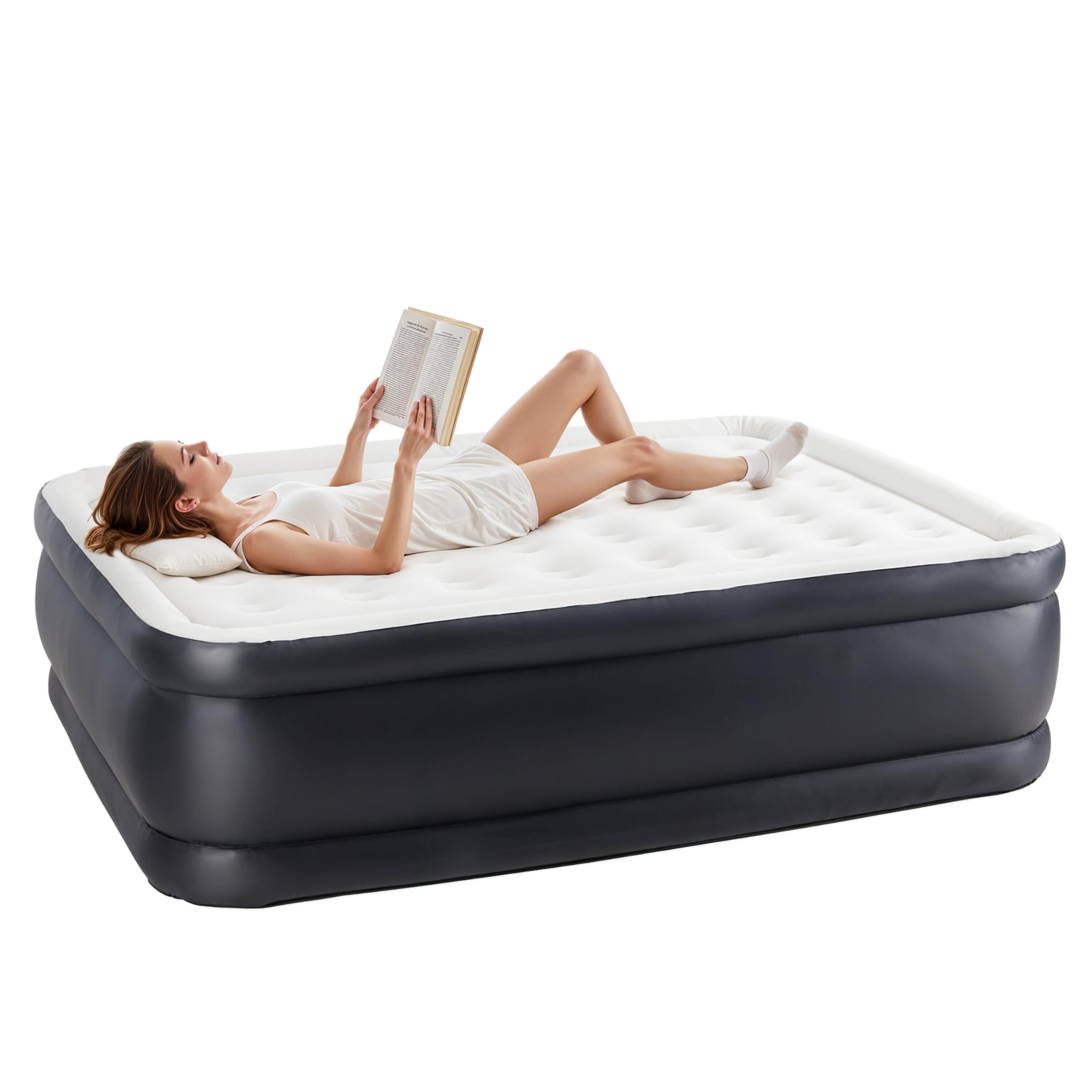 Simple Deluxe Twin Camping Air Mattress with Built-in Electric High-Speed Pump, 18 Bed Height, Blow Up Inflatable Airbed with Ca
