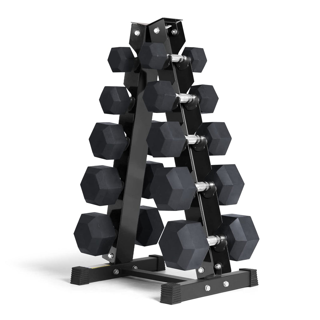 Ritfit 300/350/450/220 Lb Rubber Hex Dumbbells Set With Optional Dumbbell Rack, Multi Weight Set To Choose, Ideal For Home Gym A