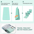 Foldable Yoga Mat for Travel 72x 32x 0.32Inch, 8mm Thick Folding Exercise Mat, Outdoor Non-slip Pilates Mat for Women & Men, Wid