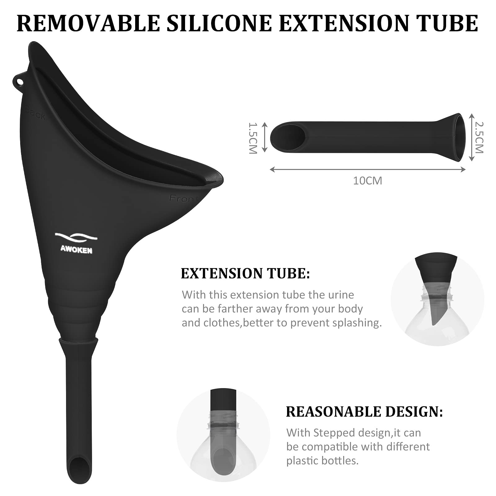 Awoken Female Urination Device, Reusable Silicone Female Urinal For Women Standing Up Pee Funnel, Female Urinal With Drawstring