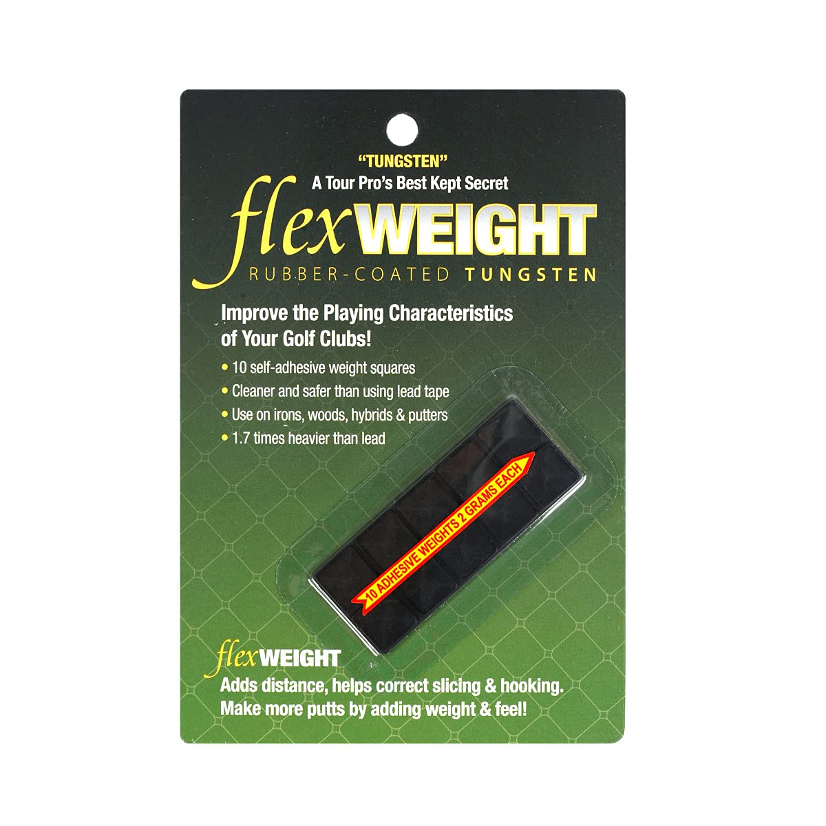 Flex Tee Rubber Tungsten Golf Club Weights (10 Pack), Increase Swingweight The Safe And Easy Way