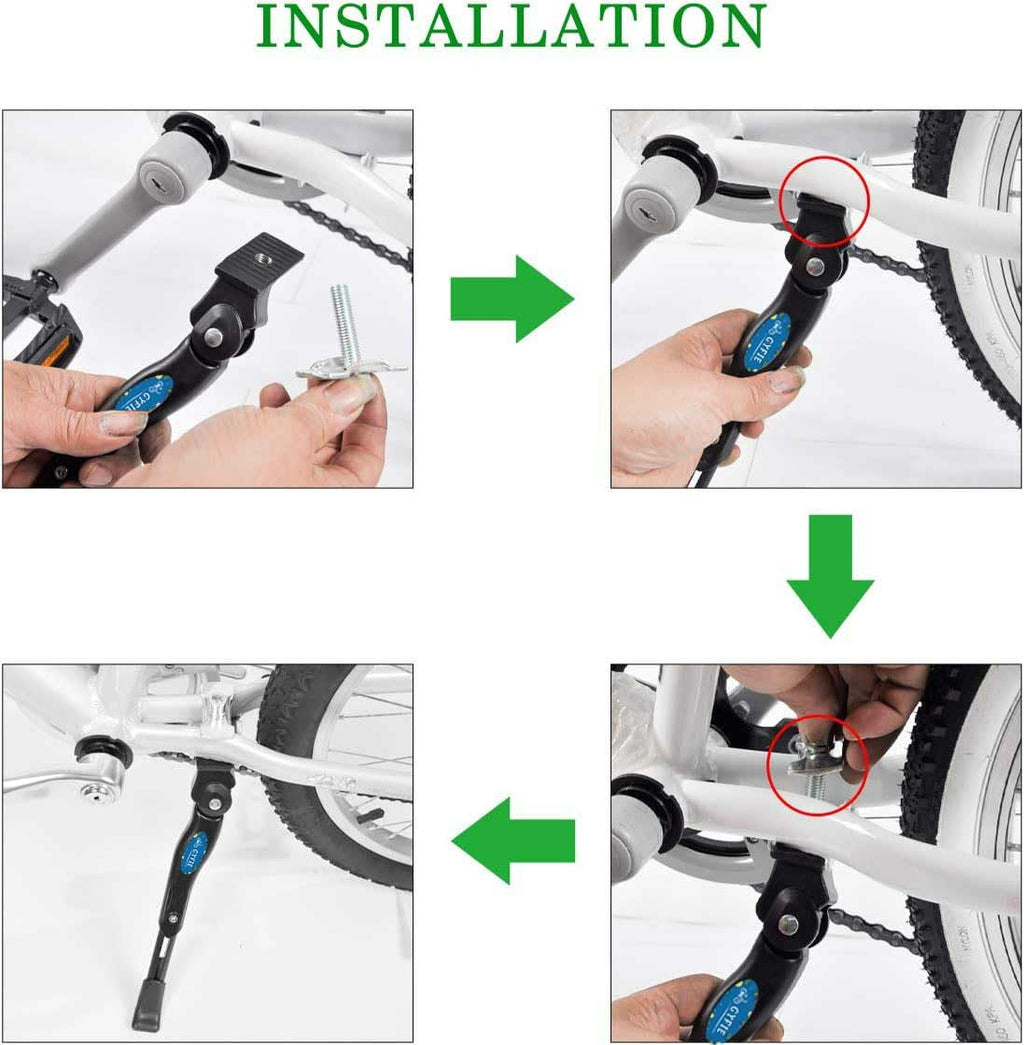 Kickstand For 16 18 20 Inch Kids Bicycle, Bike Kickstand Center Mount Adjustable Aluminum Alloy Kick Stands For 16-20 Inch Kids