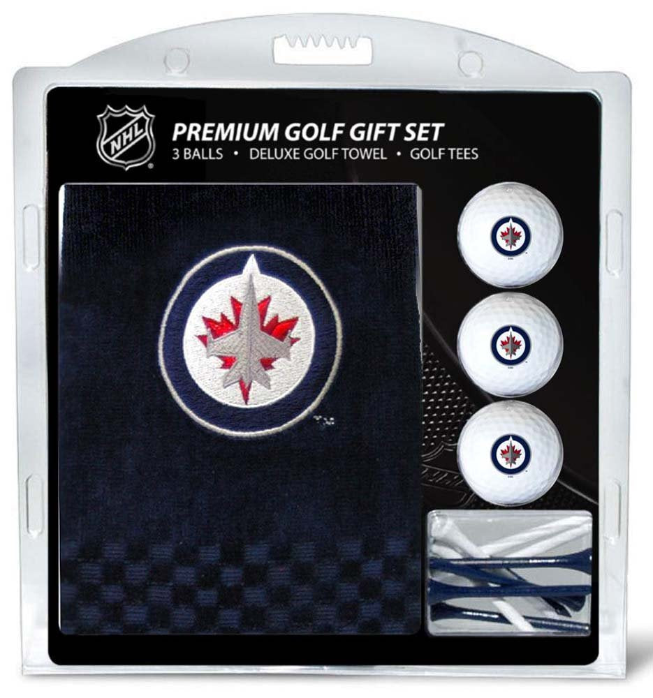 Team Golf Nhl Winnipeg Jets Gift Set: Embroidered Golf Towel, 3 Golf Balls, And 14 Golf Tees 2-3/4'' Regulation, Tri-Fold Towel