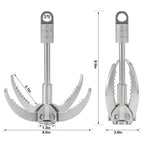 Gyanduly Large Grappling Hook With 65Ft Rope, 4-Claw Folding Stainless Steel Grapple Hooks For Outdoor Survival, Camping, Hiking