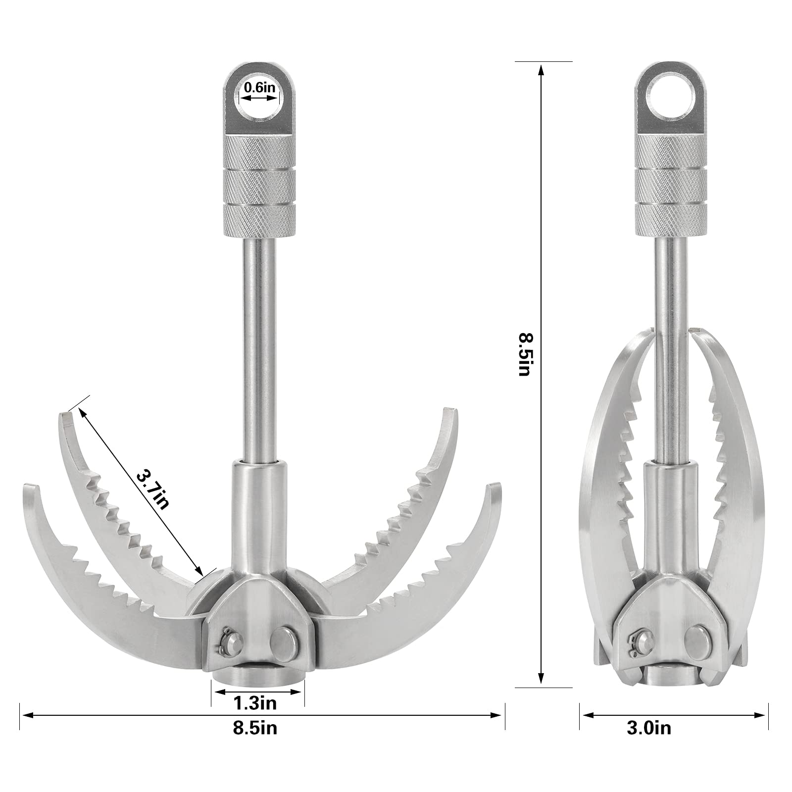 Gyanduly Large Grappling Hook With 65Ft Rope, 4-Claw Folding Stainless Steel Grapple Hooks For Outdoor Survival, Camping, Hiking
