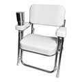 MARINE CITY Aluminum Portable Folding Cushioned Boat Deck Beach Chair with Drink Cup Holder for Marines - Boats - Yachts - Ships