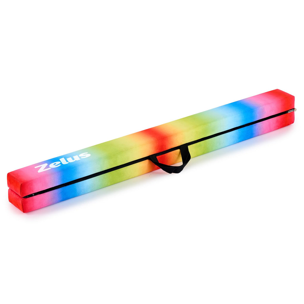 Zelus 8' Folding Gymnastics Balance Beam, Floor Balance Beam W/Carry Handles Anti-Slip Base, Beginners & Professional Gymnasts (