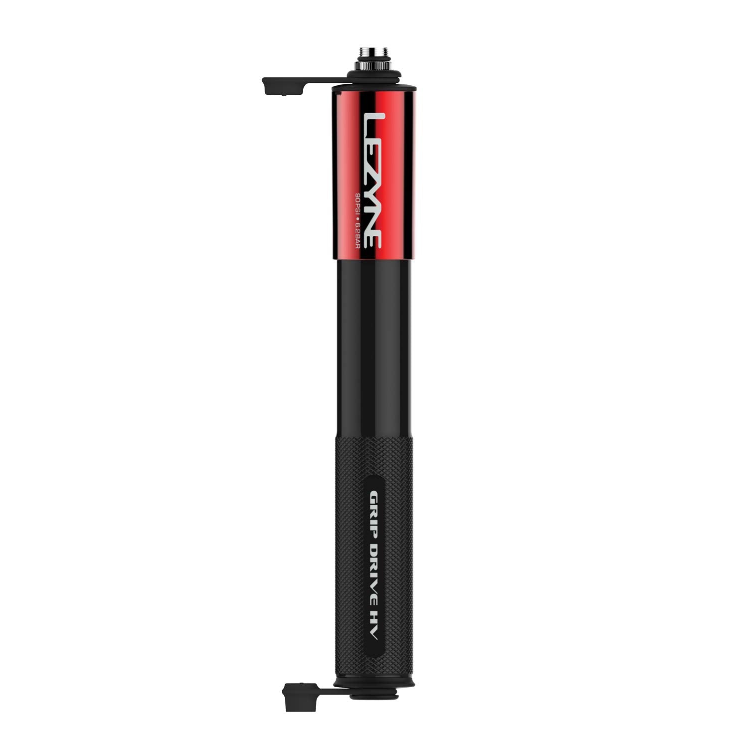 Lezyne Grip Drive Hv Bicycle Hand Pump, Abs Flip Chuck, Gravel, Mountain Bike, Presta And Schrader Valve, High Volume, Red, M, 2