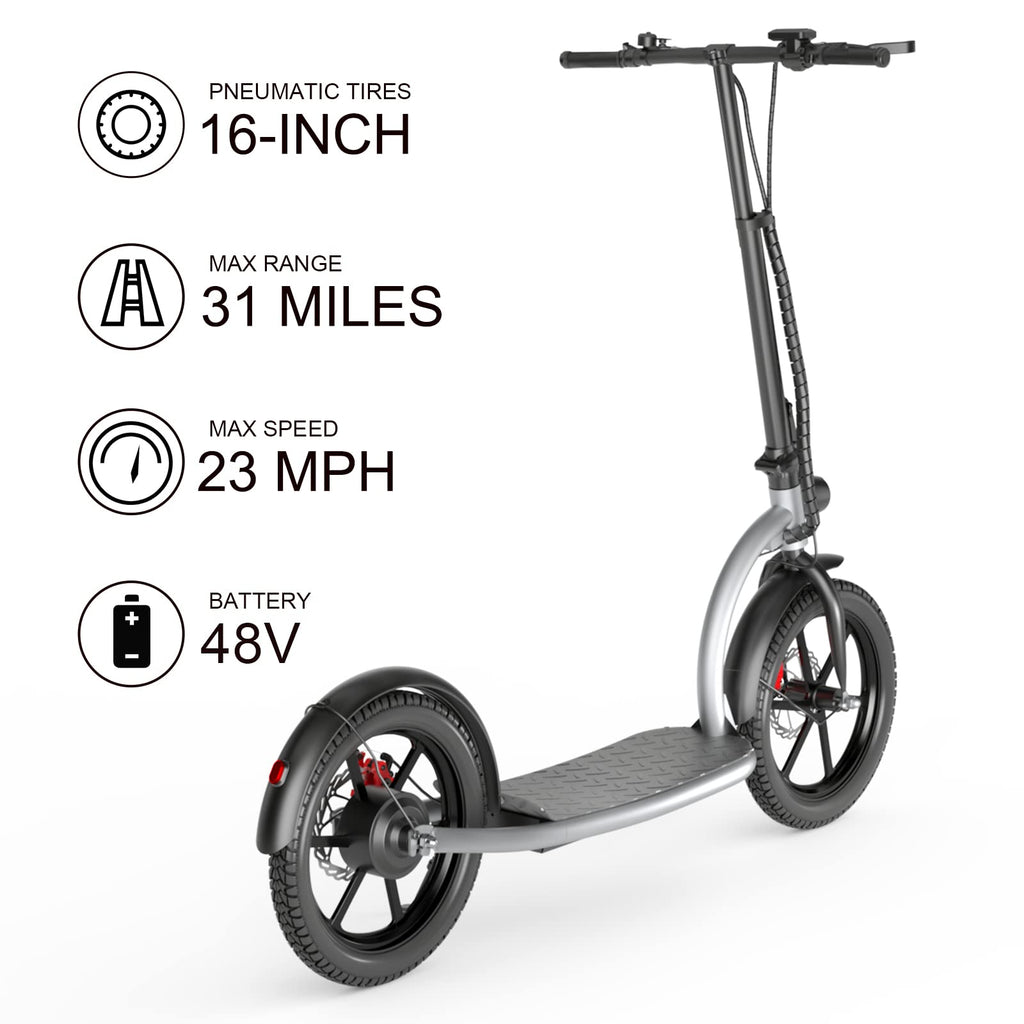 Hiboy VE1 PRO Electric Scooter - 16 Pneumatic Tires - 31 Miles Long Range & 23Mph Folding Commuter Electric Scooter