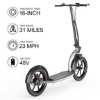 Hiboy VE1 PRO Electric Scooter - 16 Pneumatic Tires - 31 Miles Long Range & 23Mph Folding Commuter Electric Scooter