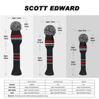 Scott Edward Grey Warning Stripes Golf Club Head Covers,Rotatable Number Tags, Acrylic Yarn Double-Layers Knitted, Set Of 4