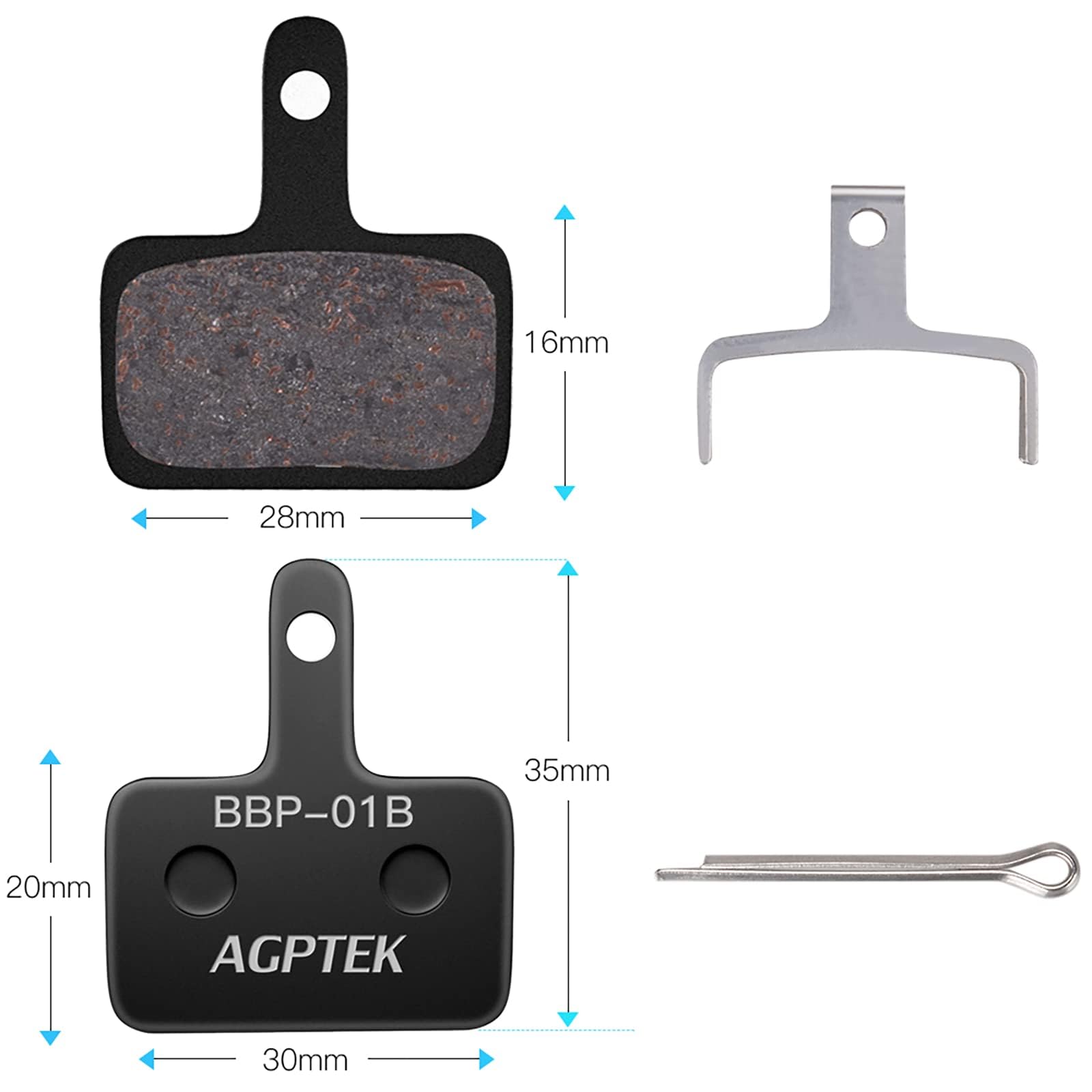 Agptek Bike Brake Pads, High-Performance Brake Pads, Disc Brake Pads & Spring (Semi-Metallic) For Mountain Bike Disc Brakes, 4 P