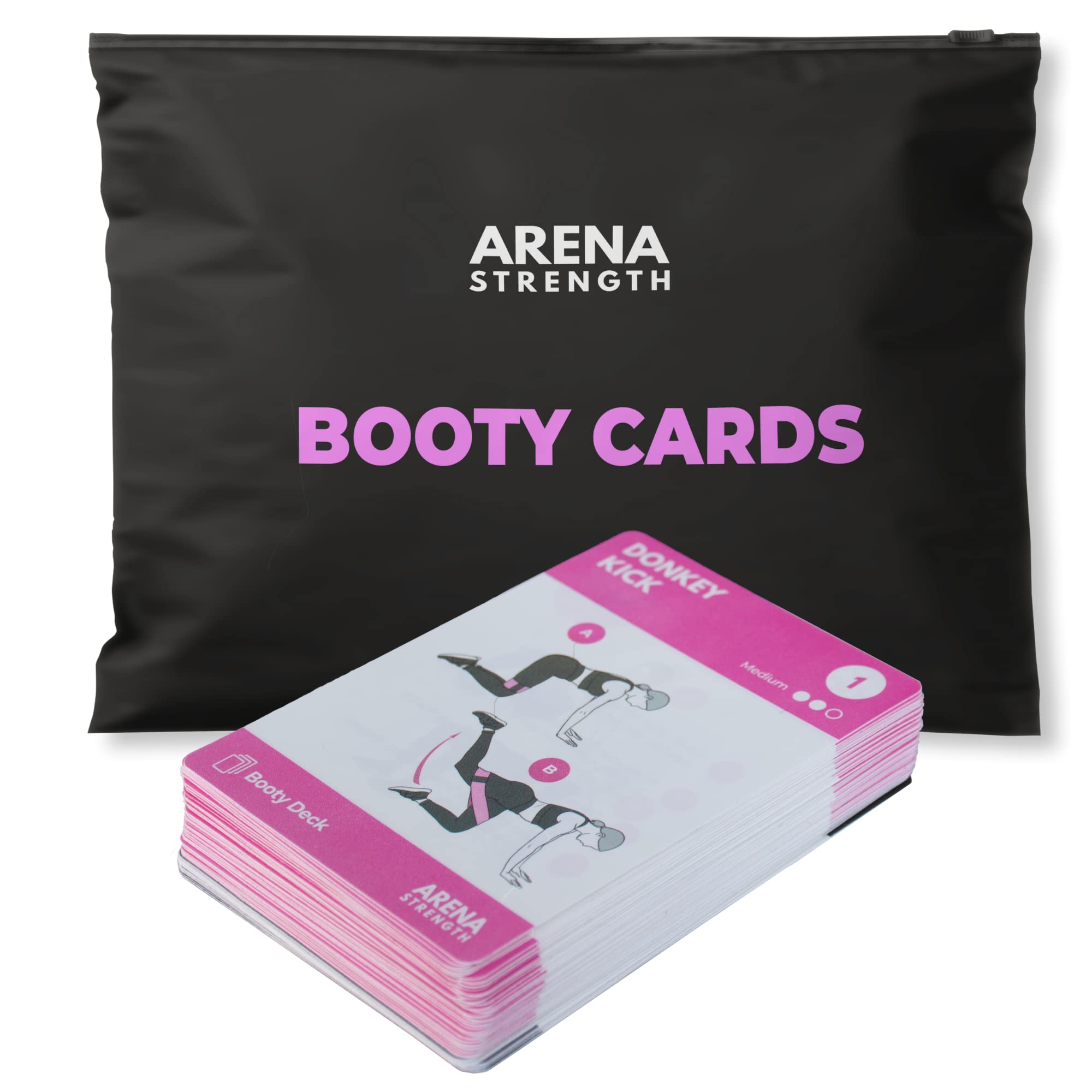 Arena Strength Booty Fitness Workout Cards- Instructional Fitness Deck For Booty Band Workouts, Beginner Fitness Guide For Resis