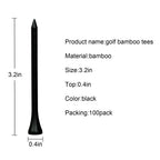 Mykuja Black Bamboo Golf Tee 3-1/4 Inch Pack Of 100|Black Golf Tees|3-1/4 Black Golf Bamboo Tees|Black Golf Tees Bulk