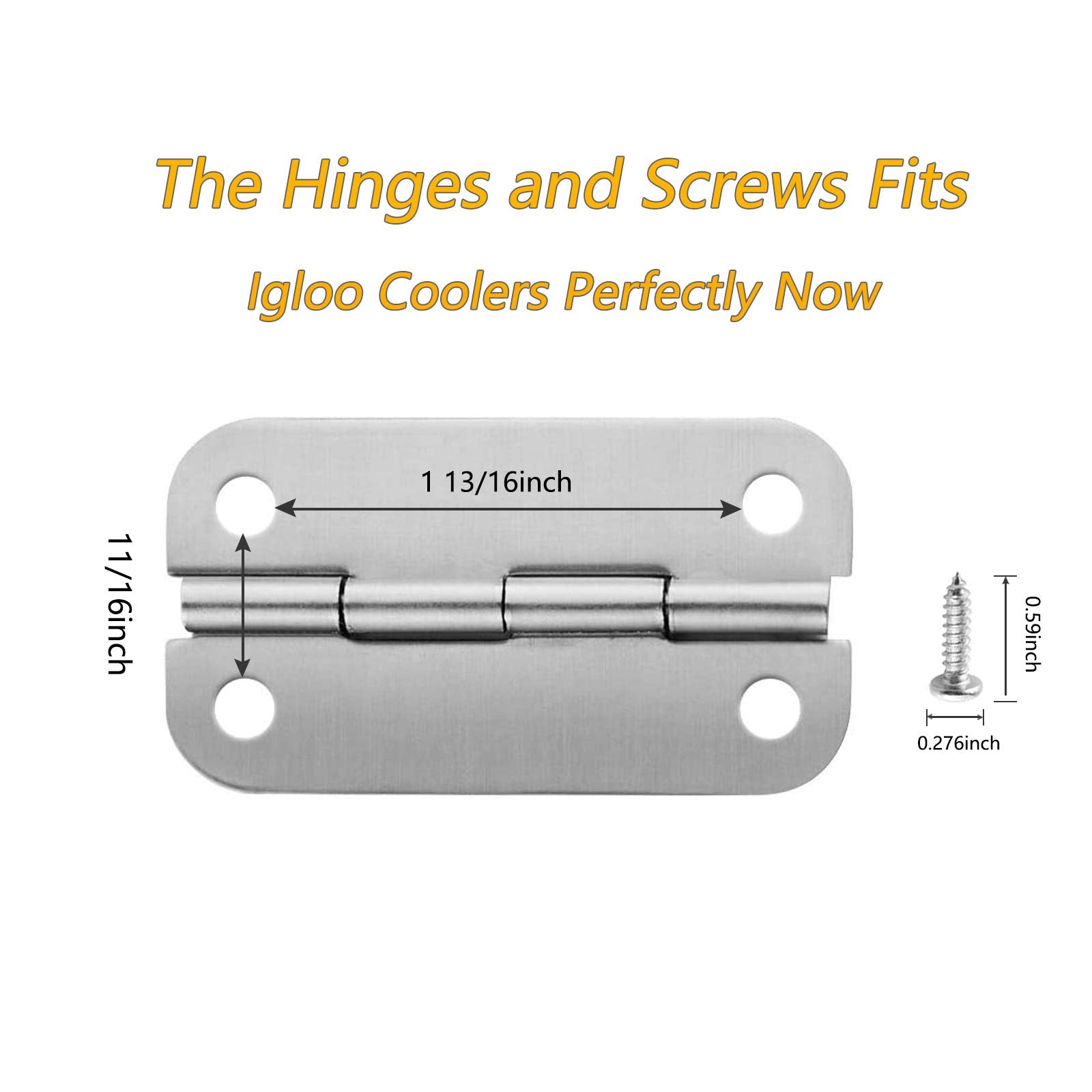 Radezon Stainless Steel Cooler Hinges Replacement For Igloo Style Ice Chests,316 Stainless Steel (3 Pcs Cooler Hinges)