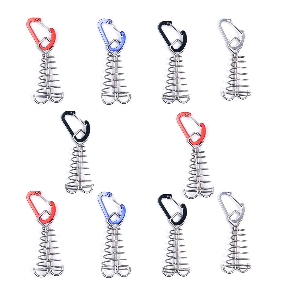Alnicov 10Pcs Square Deck Anchor Pegs,Tent Awning Anchor With D-Shaped Carabiners For Camping Outdoor Timber Deck Plank Random C