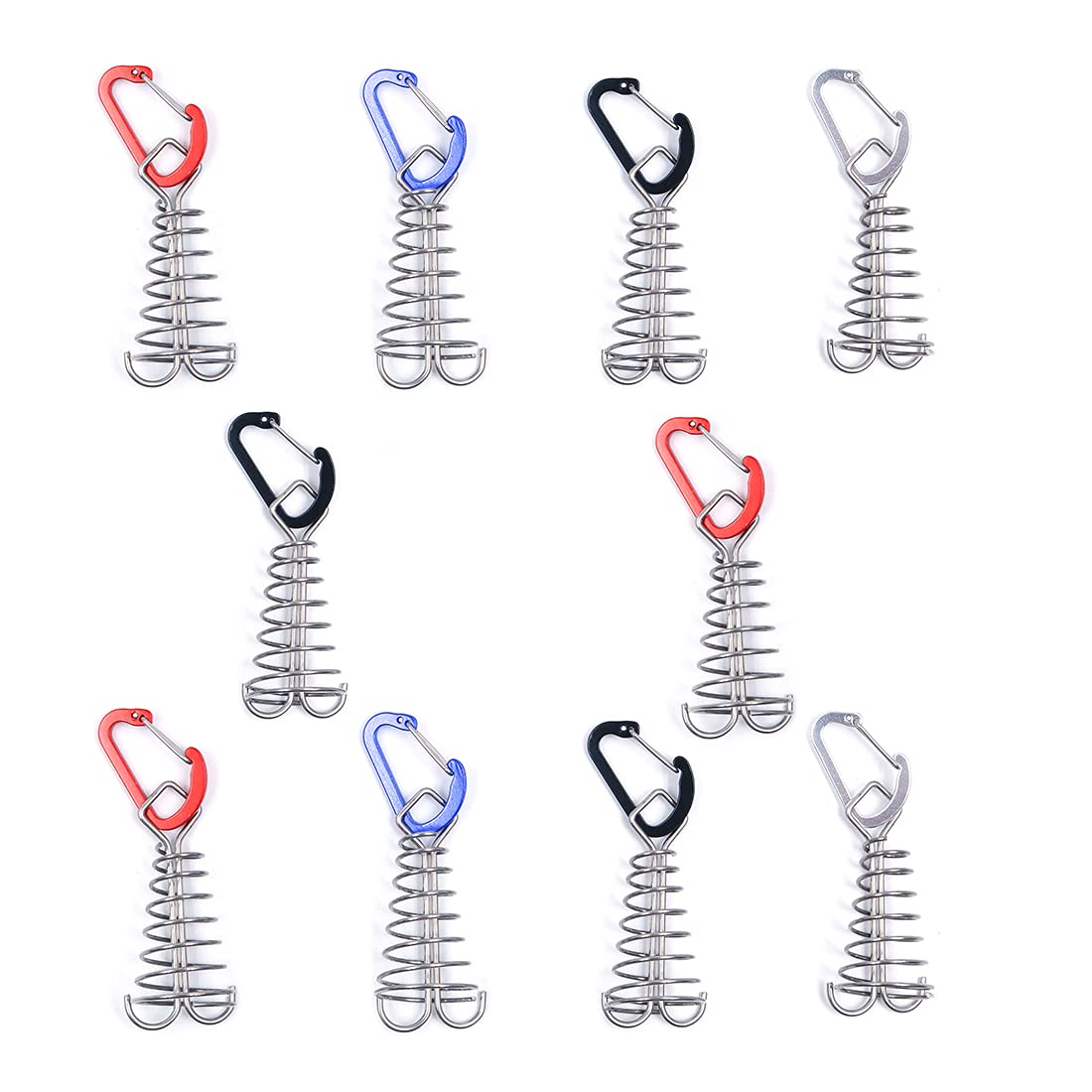 Alnicov 10Pcs Square Deck Anchor Pegs,Tent Awning Anchor With D-Shaped Carabiners For Camping Outdoor Timber Deck Plank Random C