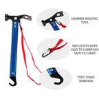 Carbon Steel Aluminum Camping Hammer, 12 Small Lightweight Three-In-One Functional Tent Stake Hammer For Hiking Kit Blue