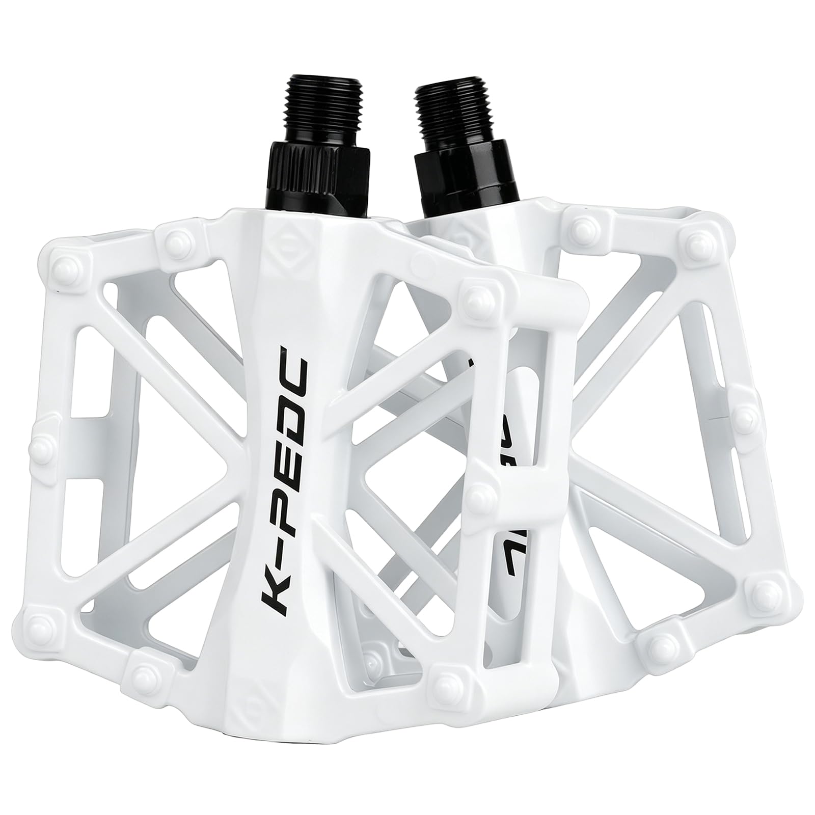 boruizhen Aluminium CNC Bike Pedals 9/16, Lightweight Mountain Road Bike Pedal with 16 Anti-Skid Pins Bicycle Pedals for MTB BMX