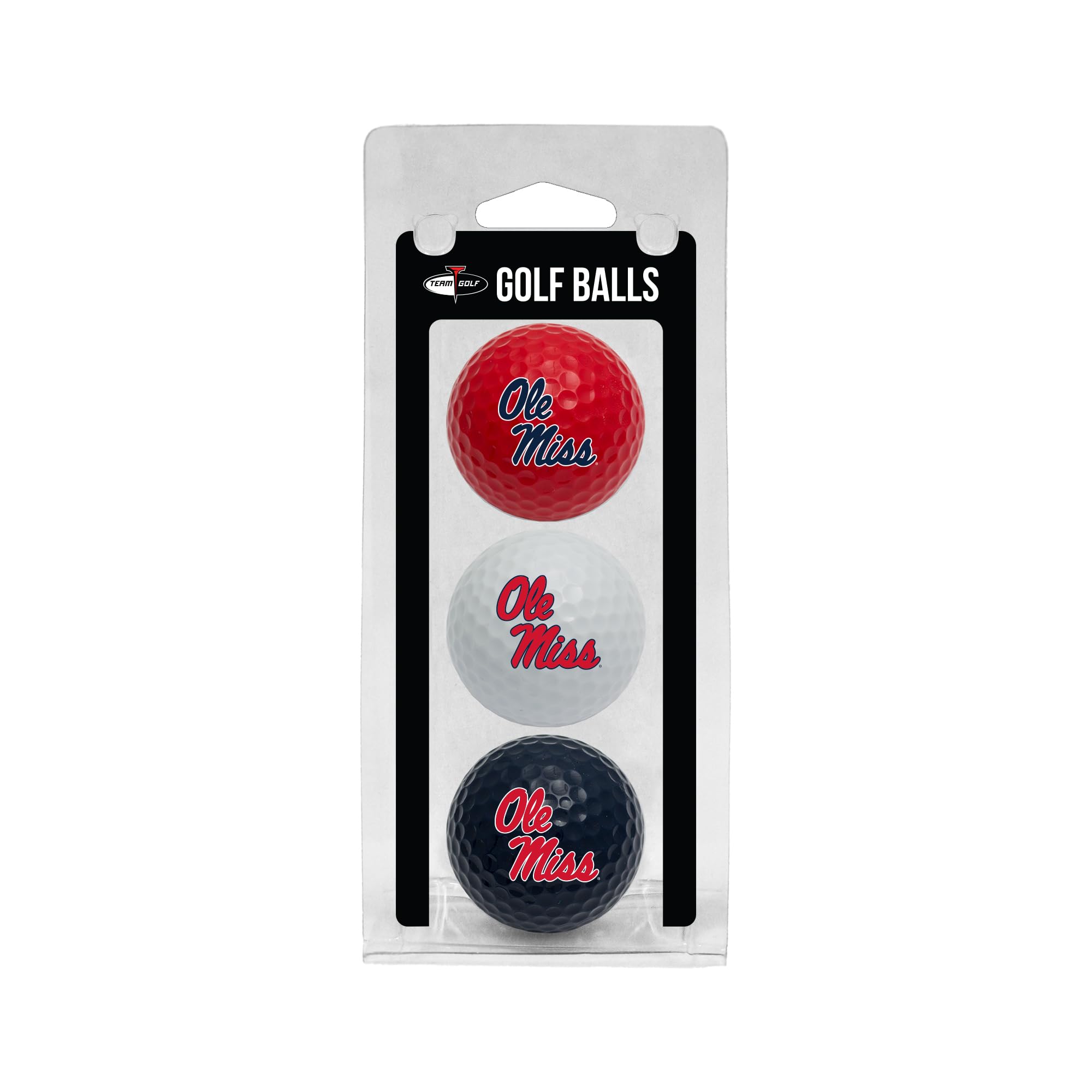 Team Golf Ncaa Ole Miss Rebels 3 Golf Ball Pack Regulation Size Golf Balls, 3 Pack, Full Color Durable Team Imprint