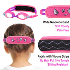 RUIGAO Kids Swim Goggles Age 2-6, Toddler Goggles No Hair Pull,UV Protection/Anti Fog/Padded HeadBand (1PK Kids -Pink Fish)