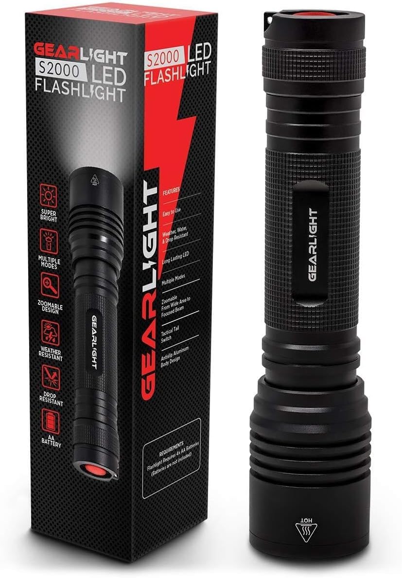GearLight S2000 LED Flashlight High Lumens - Super Bright, Powerful, Mid-Size Tactical Flashlight for Outdoor Activity & Emergen