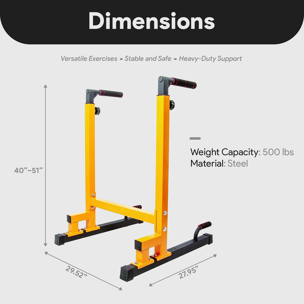 Balancefrom Steel Frame Multi-Functional Exercise Fitness Dip Stand Station With Adjustable Height, 500 Pound Capacity, For Home