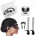 Outus 4 Set Swim Goggles Swimming Cap Set for Men Women, Nose Clips Waterproof Earplugs and Case, Silicone No Leak Anti-fog UV P