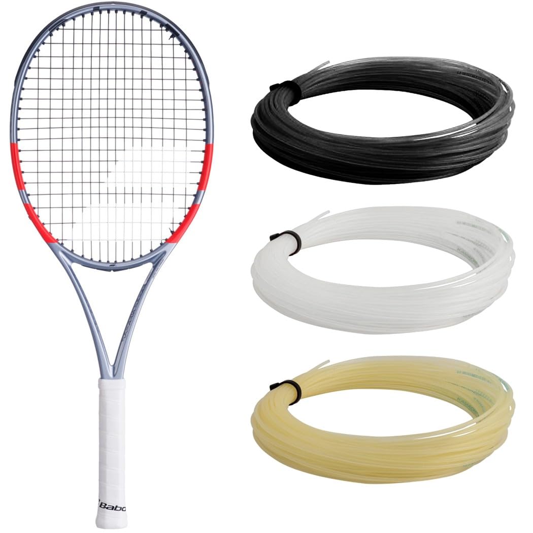 Babolat Pure Strike 100 16x19 4th Gen Tennis Racquet, Carbon Grey - Strung with 16g White Syn Gut at Mid Range Tension (4 1/4  G