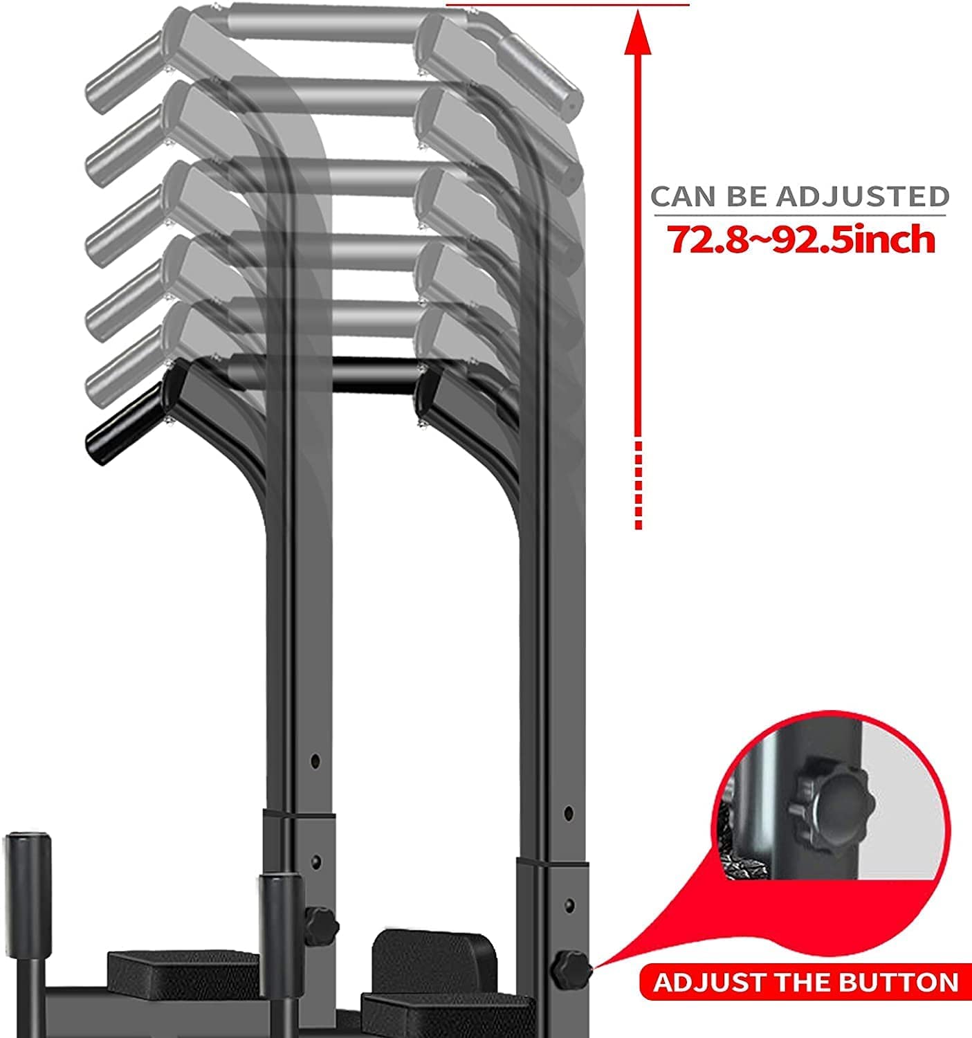 Power Tower Adjustable Height Pull Up Dip Station Multi-Function Home Strength Training Fitness Workout Station For Home Gym (K)