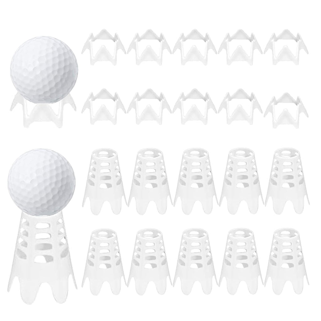 Ruyshu Golf Simulator Tees for Mat, Plastic Indoor Golf Tees for Winter Turf and Driving Range, Pack of 10 Tall & 10 Short (Whit