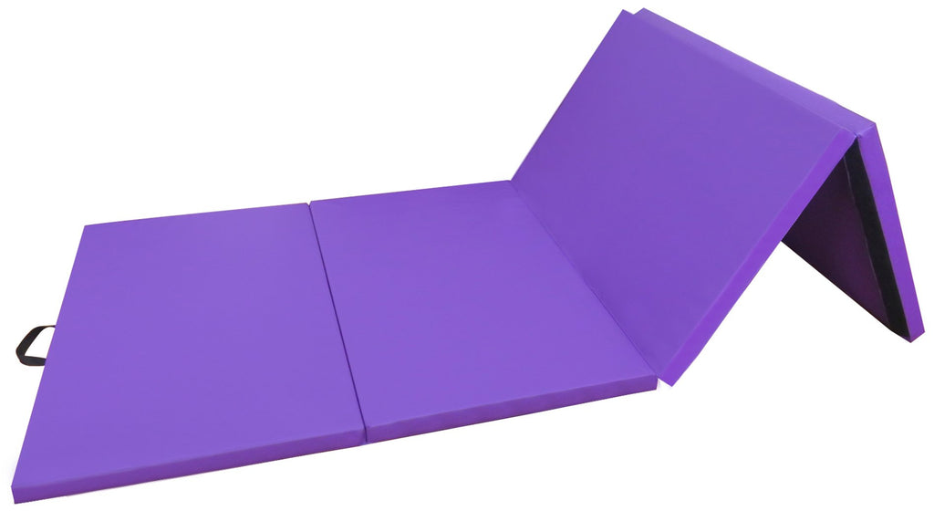Signature Fitness All Purpose 4X8X2'' Extra Thick High Density Anti Tear Gymnastics Gym Folding Exercise Aerobics Mats, Purple