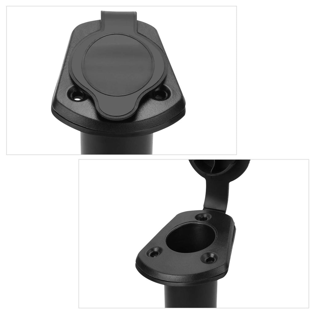 Qkurt 2 Pack Kayak Deck Fishing Boat Rod Holder And Cap Cover, Plastic Fishing Tackle Accessory Tool, Fish Boat Accessories, Bla