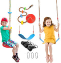 Bobibibo 2 Pack Swing Seats with Tree Climbing Rope, Multicolor Swings with Platforms - Outdoor Toys for Kids&Adults- Playground