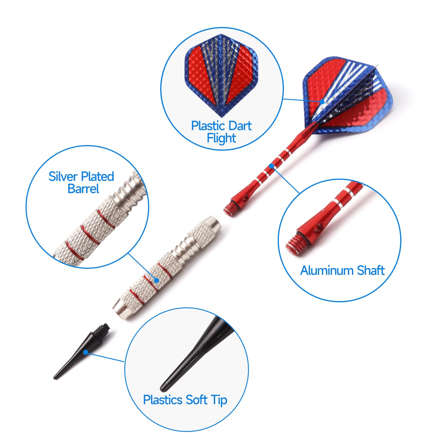 Gse Games & Sports Expert Soft Tip Darts For Electronic Dart Board. 60 Of Free Dart Tips & Storage Bag Included (Professional -