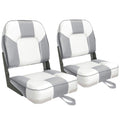 Leader Accessories A Pair of New Low Back Folding Boat Seat(2 seats) (D-White/Grey)