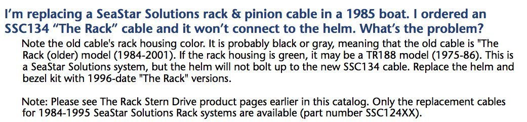 Seastar Solutions Rack Steering Cable Ssc13411 For Back Mount Rack    System