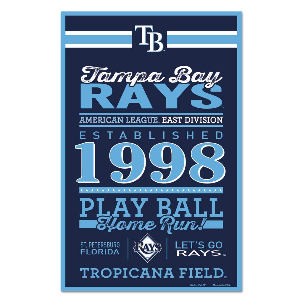 WinCraft MLB Tampa Bay Rays Sports Fan Home Decor, Team Color, 11x17