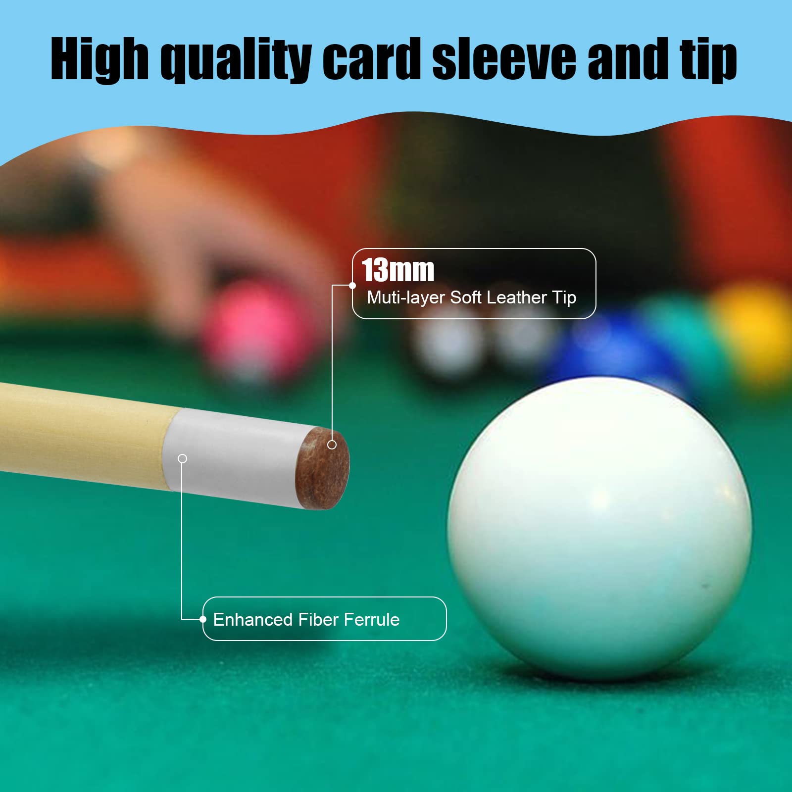Vanlan Billiard House Cue Sticks Pool Cues 2-Piece 48 Inches Billiard Tips 13Mm House Bar Billiard Cue Sticks Hardwood Cues Set