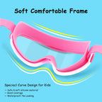 Cooloo Kids Swim Goggles For Age 3-15, 2 Pack Kids Goggles For Swimming With Nose Cover, No Leaking, Anti-Fog, Waterproof, Mint